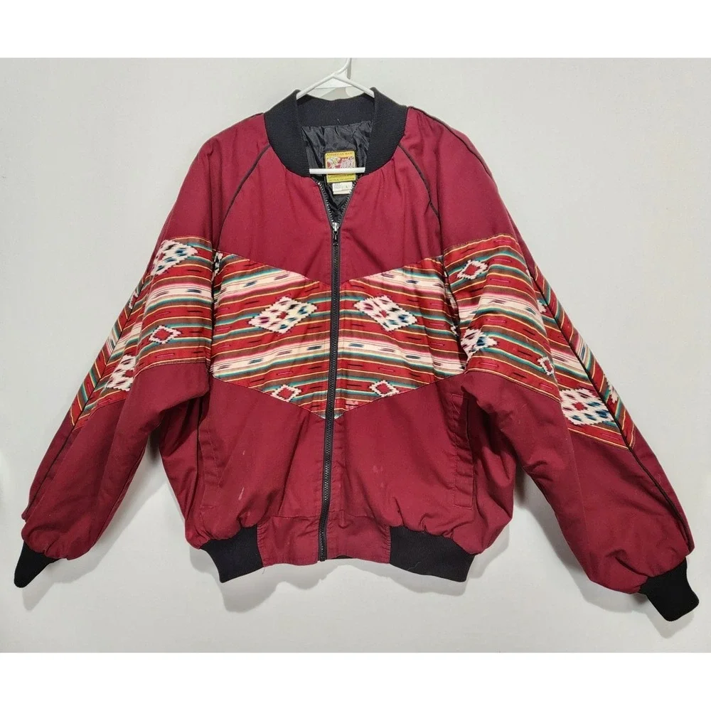 Bee Wild Vintage Men's Rodeo Western Wear‎ Full Zip Jacket Burgundy Size L